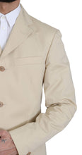 Two Piece 3 Button Beige Cotton Solid Suit Romeo Gigli