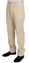 Two Piece 3 Button Beige Cotton Solid Suit Romeo Gigli