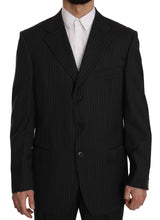 Black Striped Two Piece 3 Button 100% Wool Suit Z ZEGNA