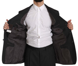 Black Striped Two Piece 3 Button 100% Wool Suit Z ZEGNA