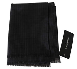 Gray 100% Wool Striped Pattern Wrap Scarf Dolce & Gabbana