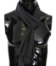 Gray 100% Wool Striped Pattern Wrap Scarf Dolce & Gabbana
