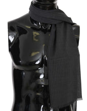 Gray 100% Wool Striped Pattern Wrap Scarf Dolce & Gabbana