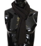 Dolce & Gabbana Dark Gray Virgin Wool Striped Pattern Wrap Scarf