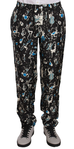 Black Musical Instrument Sleepwear Pants Dolce & Gabbana