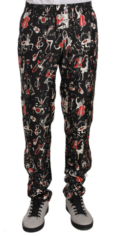 Red Musical Instrument Print Sleepwear Pants Dolce & Gabbana