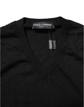 Dolce & Gabbana Black Cashmere V-Neck Long Sleeves T-shirt