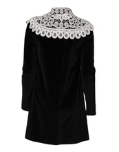 Dolce & Gabbana Black Velvet Lace Collared Embellished Dress