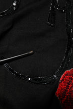 Dolce & Gabbana Black Rose Sequin Embellishments Blouse Top