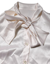 Dolce & Gabbana White Ascot Collar Long Sleeve Blouse Top
