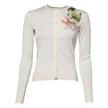 Dolce & Gabbana White Silk Lily Buttoned Cardigan Sweater