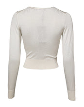 Dolce & Gabbana White Silk Lily Embellished Pullover Sweater