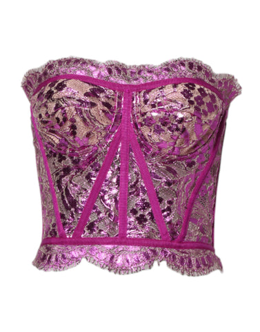 Dolce & Gabbana Pink Bustier Sleeveless Corset Blouse Top