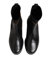 Sacai Black Chelsea Leather Pull On Women Ankle Boots Shoes