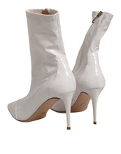 Elisabetta Franchi White Stiletto Heels Mid Calf Boots Shoes