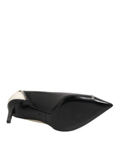 Saint Laurent White Black Leather Pointed Toe Heels Shoes