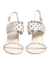 ASH White Block Heeled Studded Quarter Strap Sandals Shoes
