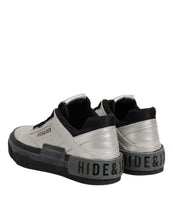 HIDE & JACK Silver Leather Lace Up Low Top Sneakers Shoes