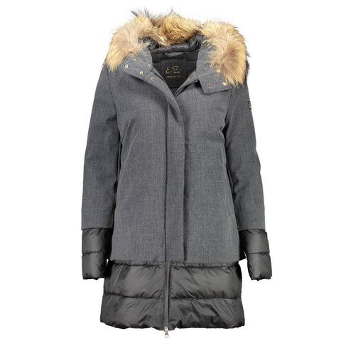Gray Polyester Jackets & Coat Yes Zee