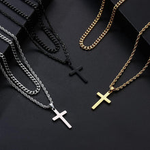 Cross Necklace for Men - Gold/ Black/ Silver Mens Cross Necklaces - St