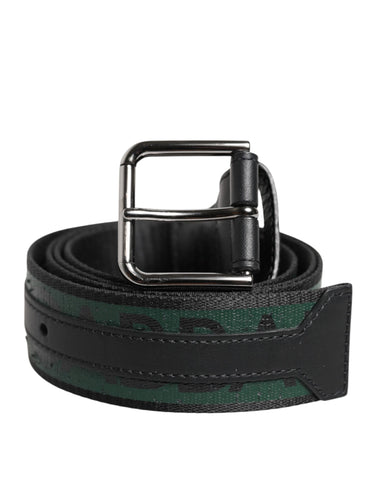 Dolce & Gabbana Green Black Polyester DG Logo Buckle Belt