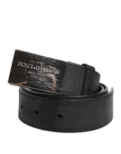 Dolce & Gabbana Black Leather Classic Metal Logo Buckle Belt