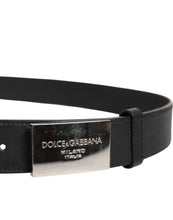 Dolce & Gabbana Black Leather Classic Metal Logo Buckle Belt