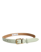 Dolce & Gabbana Light Green Leather Gold Metal Buckle Belt