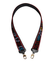 Dolce & Gabbana Black Cotton Printed Women Bag Accessory Shoulder Strap