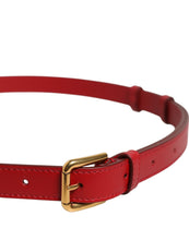 Dolce & Gabbana Red Logo Engraved Metal Waist Buckle Belt