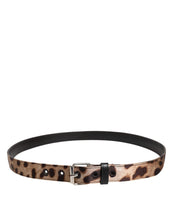 Dolce & Gabbana Brown Leopard Silver Metal Buckle Belt