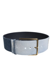 Dolce & Gabbana Two Tone Blue Denim Gold Metal Buckle Belt