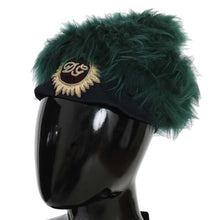 Green Fur DG Logo Embroidered Cloche Hat Dolce & Gabbana