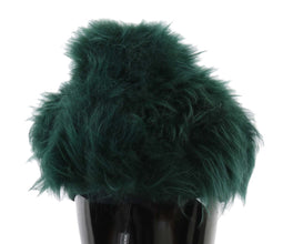 Green Fur DG Logo Embroidered Cloche Hat Dolce & Gabbana