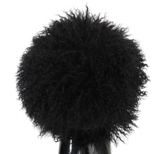 Black Tibet Lamb Fur Leather Gatsby Hat Dolce & Gabbana