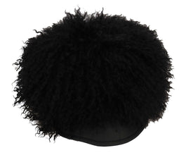 Black Tibet Lamb Fur Leather Gatsby Hat Dolce & Gabbana