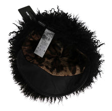 Black Tibet Lamb Fur Leather Gatsby Hat Dolce & Gabbana