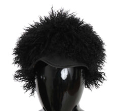 Black Tibet Lamb Fur Leather Gatsby Hat Dolce & Gabbana