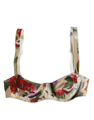 Dolce & Gabbana Beige Floral Balconcino Underwired Bra Underwear