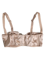 Dolce & Gabbana Biege Silk Underwired Balconette Bra Underwear