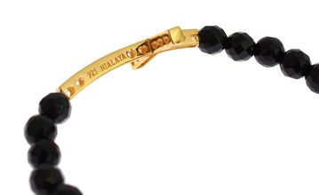 Agate Stone Gold CZ Cross 925 Silver Bracelet Nialaya