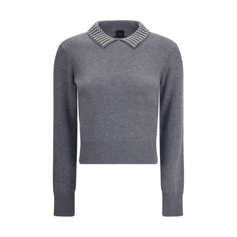 PINKO Rhinestone-decorated collar Sweater