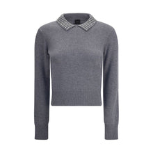 PINKO Rhinestone-decorated collar Sweater