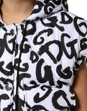 Dolce & Gabbana White DG Mania Hooded Sleeveless Puffer Jacket