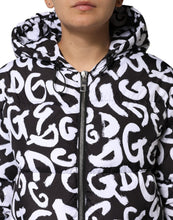 Dolce & Gabbana Black White DG Mania Hooded Long Coat Jacket