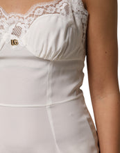 Dolce & Gabbana White Lace DG Logo Silk Dress Sleepwear