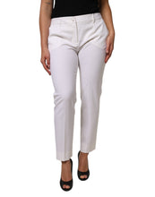 Dolce & Gabbana White Wool Mid Waist Tapered Pants
