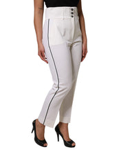 Dolce & Gabbana White Wool High Waist Tapered Pants