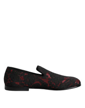 Dolce & Gabbana Red Black Jacquard Slip On Men Loafers Shoes