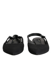 Dolce & Gabbana Black Crystal Charmeuse Slingback Shoes